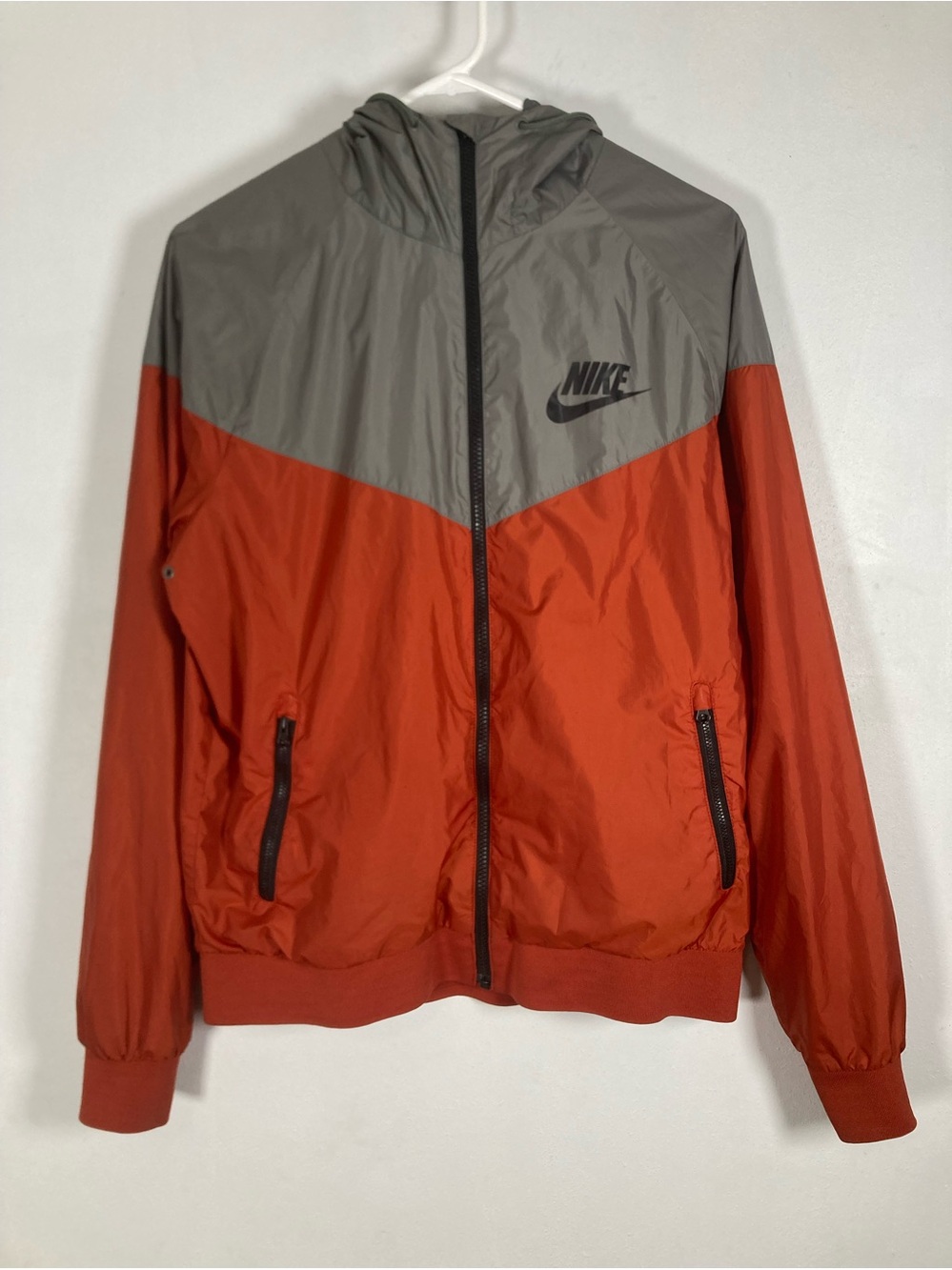 Nike Sportswear Windrunner Jacket Gray Orange Full Zip Windbreaker Men's Small
